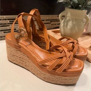 Vince Camuto Cognac Wedge Sandals